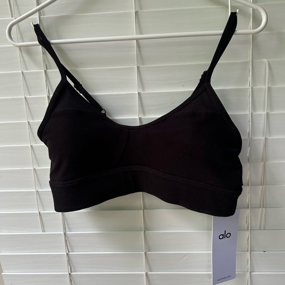 ALO Yoga Black Minimalist Scoop Neck Bra